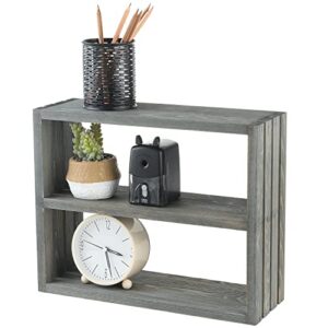 mygift 2-tier small wall shelf, vintage gray wood hanging display floating shelves
