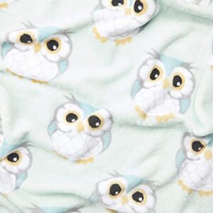 Real Living Owl Fleece Throw Blanket Green