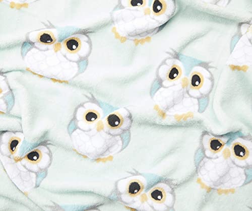 Real Living Owl Fleece Throw Blanket Green