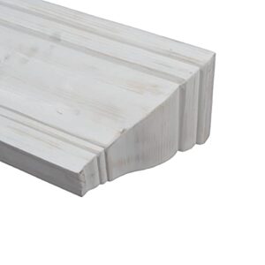 PRINZ Shelves 24" White Wash Crown Molding Wood, Floating Wall Shelves for Bathroom, Bedroom, Wall Decor, 24" X 5" X 4"