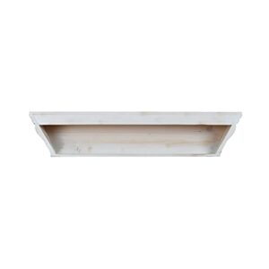 PRINZ Shelves 24" White Wash Crown Molding Wood, Floating Wall Shelves for Bathroom, Bedroom, Wall Decor, 24" X 5" X 4"