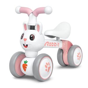 Baby Balance Bikes for 1 2 3 Year Old Boys Girls, Riding Toys for 10 - 36 Month Toddler | No Pedal Infant 4 Wheels Baby Bicycle | Best First Birthday New Year Holiday (Rabbit)