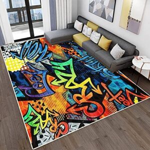 modern abstract area rugs for living room kitchen bedroom abstract bright graffiti pattern with bricks paint drips words in bathroom rugs stain resistant carpet mat pad rectangular home decor