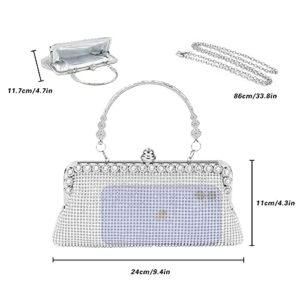 topfive Sparkly Silver Rhinestones Clutch Purse for Women Wedding Prom Party Handbag Evening Formal Bag