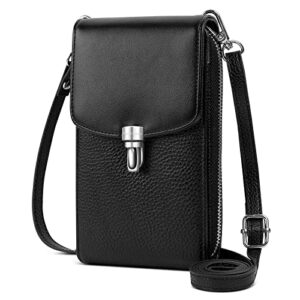 perlvin alinne small genuine leather crossbody bag for women rfid blocking cell phone wallet purse handbag with card slots