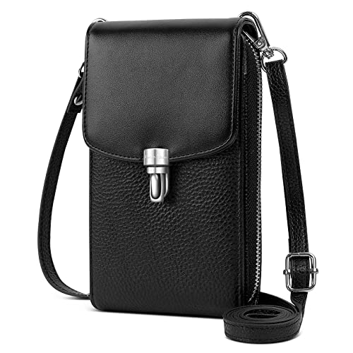 Perlvin Alinne Small Genuine Leather Crossbody Bag for Women Rfid Blocking Cell Phone Wallet Purse Handbag with Card Slots