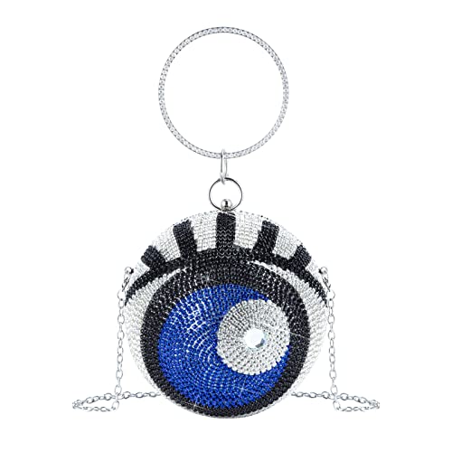 Evevictor Round Ball Shaped Crystal Evening Clutch Purse Rhinestone Wedding Bag Crystal Party Handbag for Women