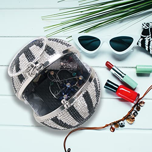 Evevictor Round Ball Shaped Crystal Evening Clutch Purse Rhinestone Wedding Bag Crystal Party Handbag for Women