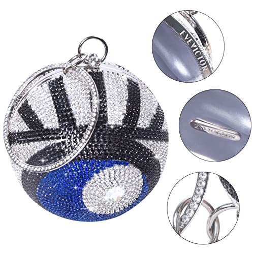 Evevictor Round Ball Shaped Crystal Evening Clutch Purse Rhinestone Wedding Bag Crystal Party Handbag for Women