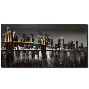 black and white brooklyn bridge wall art new york cityscape skylines canvas painting modern picture abstract city artwork for home office decoration