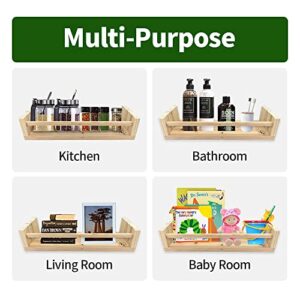 UNITURE Spice Rack Organizer 2pcs, Wall Shelf Wood Decorations for Living Room, Home Decor and Closet Organization