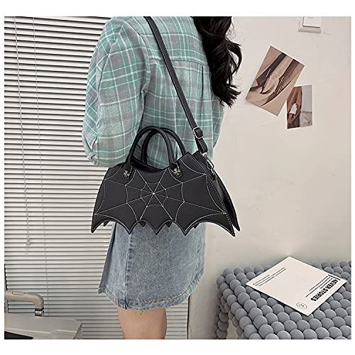 KUANG! Women Bat Wing Shoulder Bag Fashion Halloween Spider Web Tote Purse Crossbody Handbags Purse for Girls