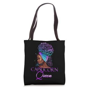 purple capricorn queen african american december january tote bag