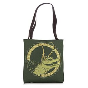 marvel loki alligator loki with golden horns tote bag