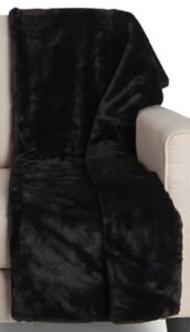 max studio home faux fur throw plush lightweight blanket black