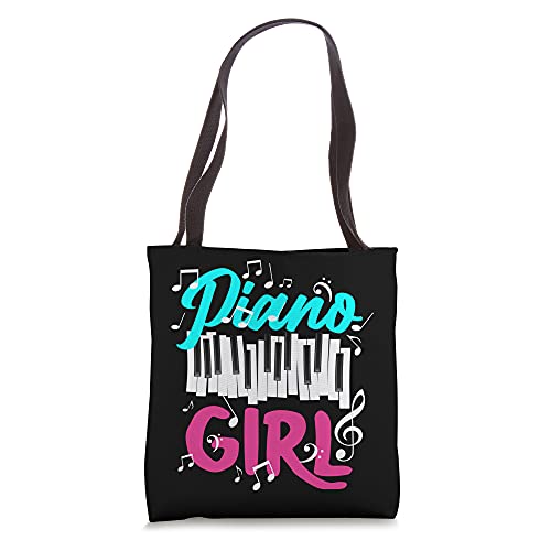 Piano Girl Player Pianist Music Notes Piano Tote Bag