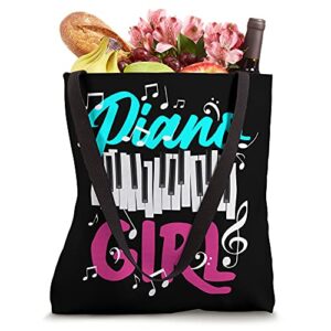 Piano Girl Player Pianist Music Notes Piano Tote Bag