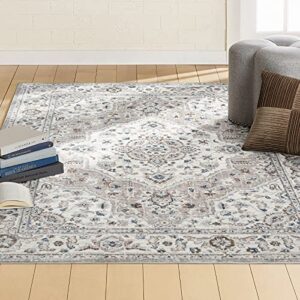 home dynamix belmar sterling oriental medallion area rug, grey/ivory, 5’2″x7’2″ rectangle