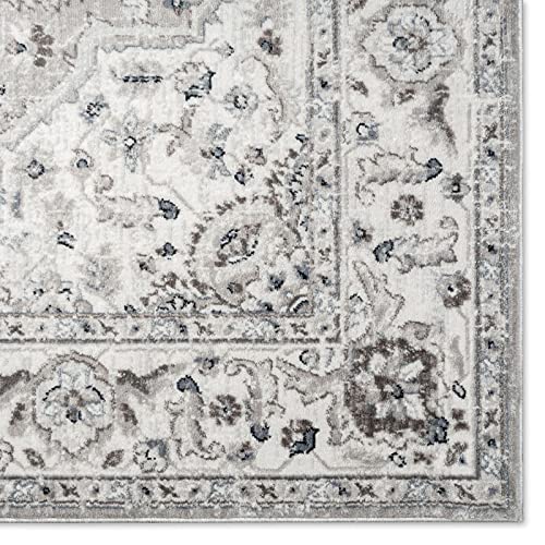 Home Dynamix Belmar Sterling Oriental Medallion Area Rug, Grey/Ivory, 5'2"x7'2" Rectangle