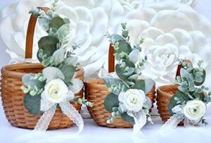 willow basket, flower girl basket, willow flower basket, rustic flower girl baskets, decorated basket, wood wedding baskets, flower baskets (pillow personalized)