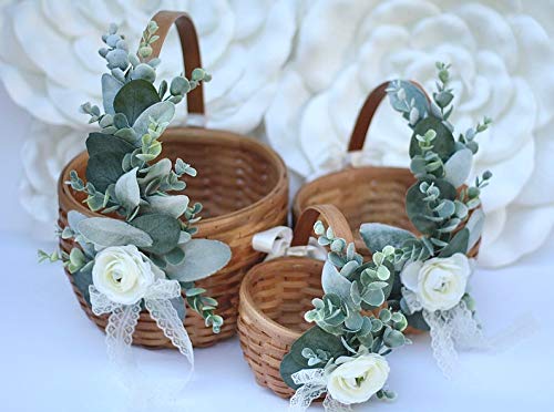 Willow Basket, Flower Girl Basket, Willow Flower Basket, Rustic Flower Girl Baskets, Decorated Basket, Wood Wedding Baskets, Flower Baskets (Pillow Personalized)