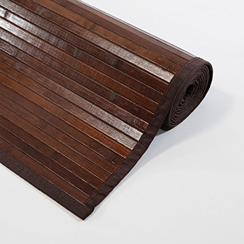 5' X 8' (60"x96") Bamboo Floor Mat Area Rug, Walnut Dark Brown Color Finish, Large Bamboo Floor Runner Rug with Non Skid Backing, Area Mat Indoor Carpet for Living Room, Hallway, Kitchen, Office
