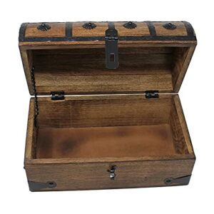 Nautical Cove Pirate Treasure Chest with Iron Lock and Skeleton Key - Wooden Storage and Decorative Box (Medium 11 x 6 x 6.75)