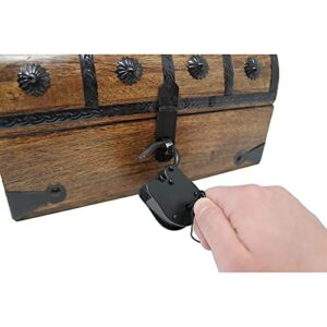 Nautical Cove Pirate Treasure Chest with Iron Lock and Skeleton Key - Wooden Storage and Decorative Box (Medium 11 x 6 x 6.75)