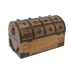 Nautical Cove Pirate Treasure Chest with Iron Lock and Skeleton Key - Wooden Storage and Decorative Box (Medium 11 x 6 x 6.75)