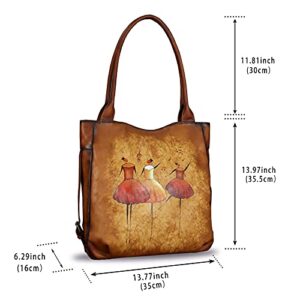 Genuine Leather Shoulder Bag Purse for Women Retro Top Handle Bags Handmade Vintage Crossbody Tote Handbags Purse Cowhide Satchels Hobo Bag (BrownPattern)