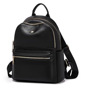leather backpacks for women, genuine leather ladies fashion rucksack with adjustable shoulder strap convertible real leather travel bags womens multipurpose backpack purses (black)