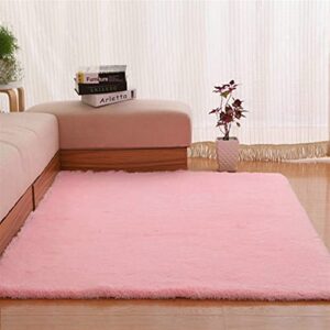 bestori soft solid color area rug bedroom plush carpet living room home decor blanket pink 35×23 inch