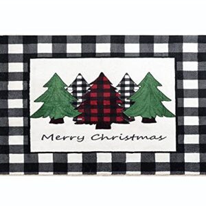 Estmy Black and White Buffalo Plaid Vintage Indoor Christmas Tree Rug 2x3, Christmas Bathroom Kitchen Small Area Rug Farmhouse Country Xmas Decorations Front Porch Rug Doormat Entryway Floor Rug