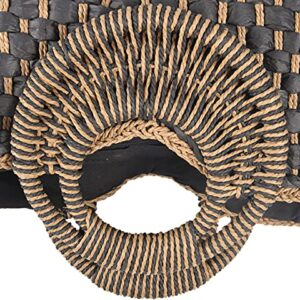 QZUnique Hand-woven Straw Bag Women Summer Beach Handbag Casual Satchel Retro Top Handle Tote Clutch