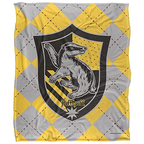 Harry Potter Hufflepuff Plaid Sigil Officially Licensed Silky Touch Super Soft Throw Blanket 50" x 60"
