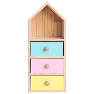 house shaped display shelf with 3 drawer – wood dresser floating shelf – kids bedroom furniture – desk decor book shelf – nursery decor – cute storage shelves for bedroom – 1 tier 7.9×1.8×11.4 in