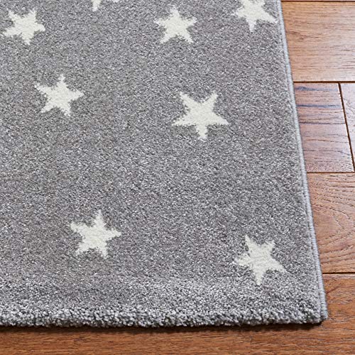 Safavieh Carousel Kids Collection 5'3" x 7'6" Light Grey/White CRK135F Moon and Stars Nursery Playroom Area Rug