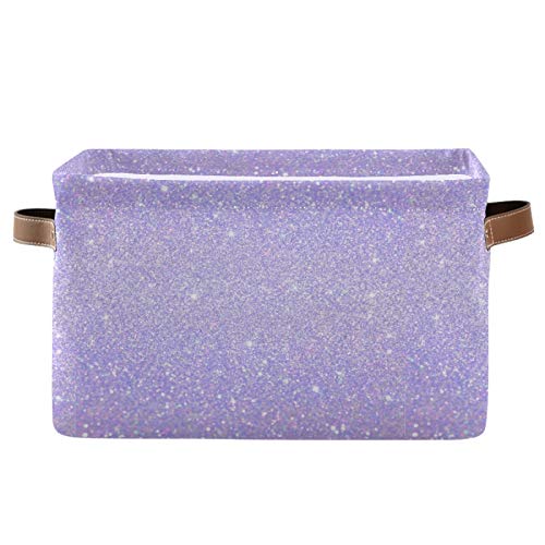 Blueangle Shiny Glitter Lavender Rectangle Storage Bin, 15 x 11 x 9.5 in, Collapsible Organizer Storage Basket for Home Décor, 2PCS