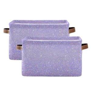 Blueangle Shiny Glitter Lavender Rectangle Storage Bin, 15 x 11 x 9.5 in, Collapsible Organizer Storage Basket for Home Décor, 2PCS