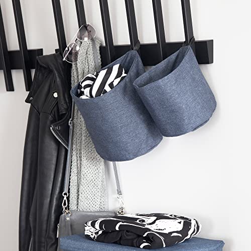 Bigso Soft Hang Around Hanging Storage Basket Large | Hanging Wall Basket for Organizing Everyday Necessities | Collapsible Wall Hanging Storage Basket for Closets | 8.7″x8.7″ | Large | Blue