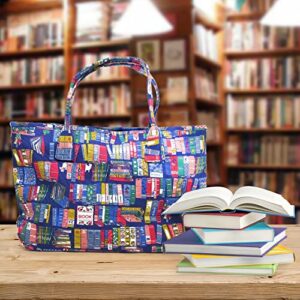 PGI Traders A Book Lover’s Tote Bag | 100% Cotton Canvas Carryall | Zip Closure | Flat Bottom | Metal Feet | Double Handles | Great Gift