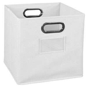 niche cubo foldable fabric storage bin with label holder- white