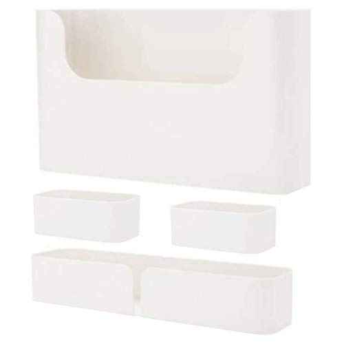 Set of 4 Bedside Shelf Organizer | Wall Mounted Floating White Shelves/RV/Camper/Living Room Decor/Bathroom/Bedroom/Kitchen Storage/College Dorm | Plastic Non-Drilling Adhesive