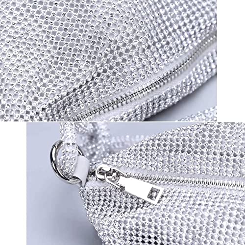 Rhinestone Hobo Bags for Women Chic Sparkly Crystal Evening Handbag Shiny Purse Shoulder Bags for Travel Party Proms Gifts
