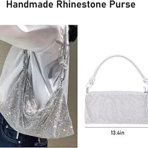 Rhinestone Hobo Bags for Women Chic Sparkly Crystal Evening Handbag Shiny Purse Shoulder Bags for Travel Party Proms Gifts