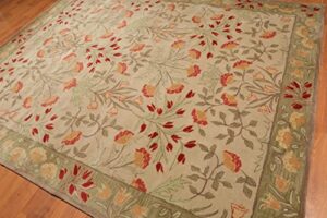 old hand made floral bleige tulips traditional persian oriental woolen area rugs