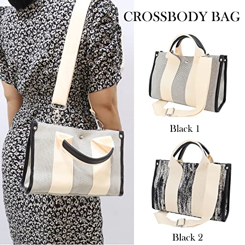 UERRUAM Canvas Tote Bag for Women Small Aesthetic Crossbody Handbags Mini Tote Bag Plaid