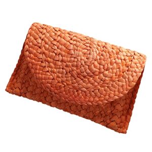 qrzek straw clutch purses for women envelope woven clutch handbags casual straw handmade bag