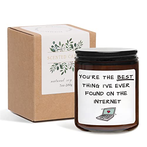 Romantic Gifts for Her Him, Online Dating Gifts, Best Thing I've Ever Found Internet, Anniversary, Valentines Day, Birthday Gifts for Boyfriend Girlfriend BFF Bestie, Sandalwood Rose Candle