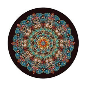 ZSSZO Large Mandala Rugs Boho Round Floor Mat for Living Dining Room Washable Bohemian Circle Area Rug for Bedroom Home Decor,Diameter 5'